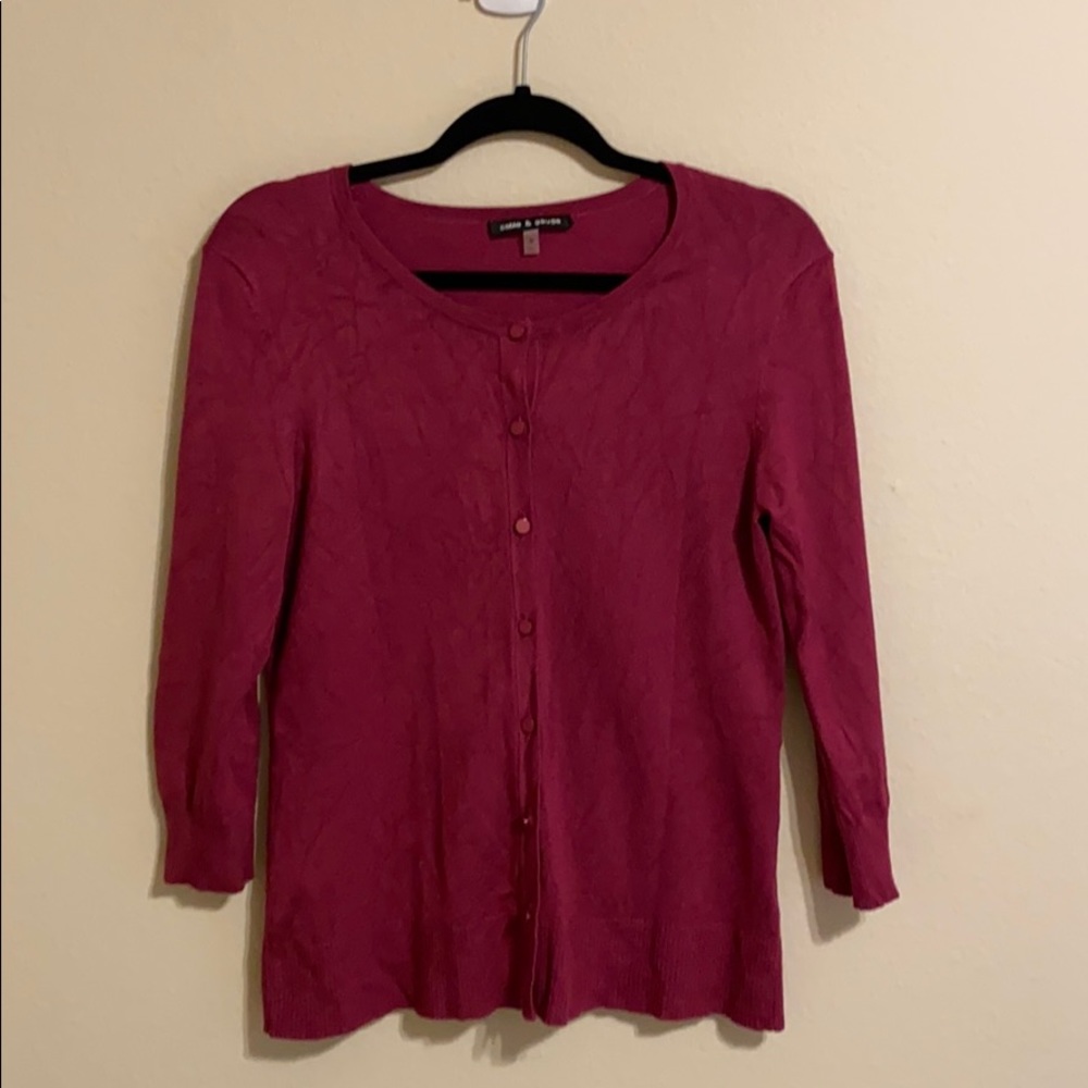 Pink Cable & Gauge 3/4 Sleeve Cardigan Size M EUC